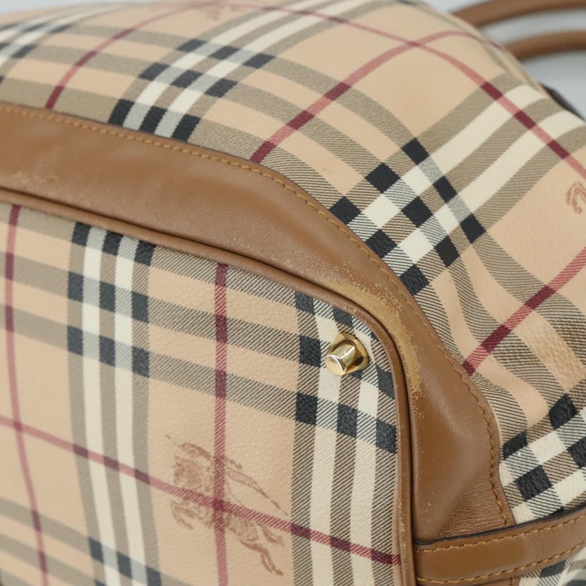 BURBERRY Nova Check Tote Bag PVC Leather 2way Beige Auth 109937