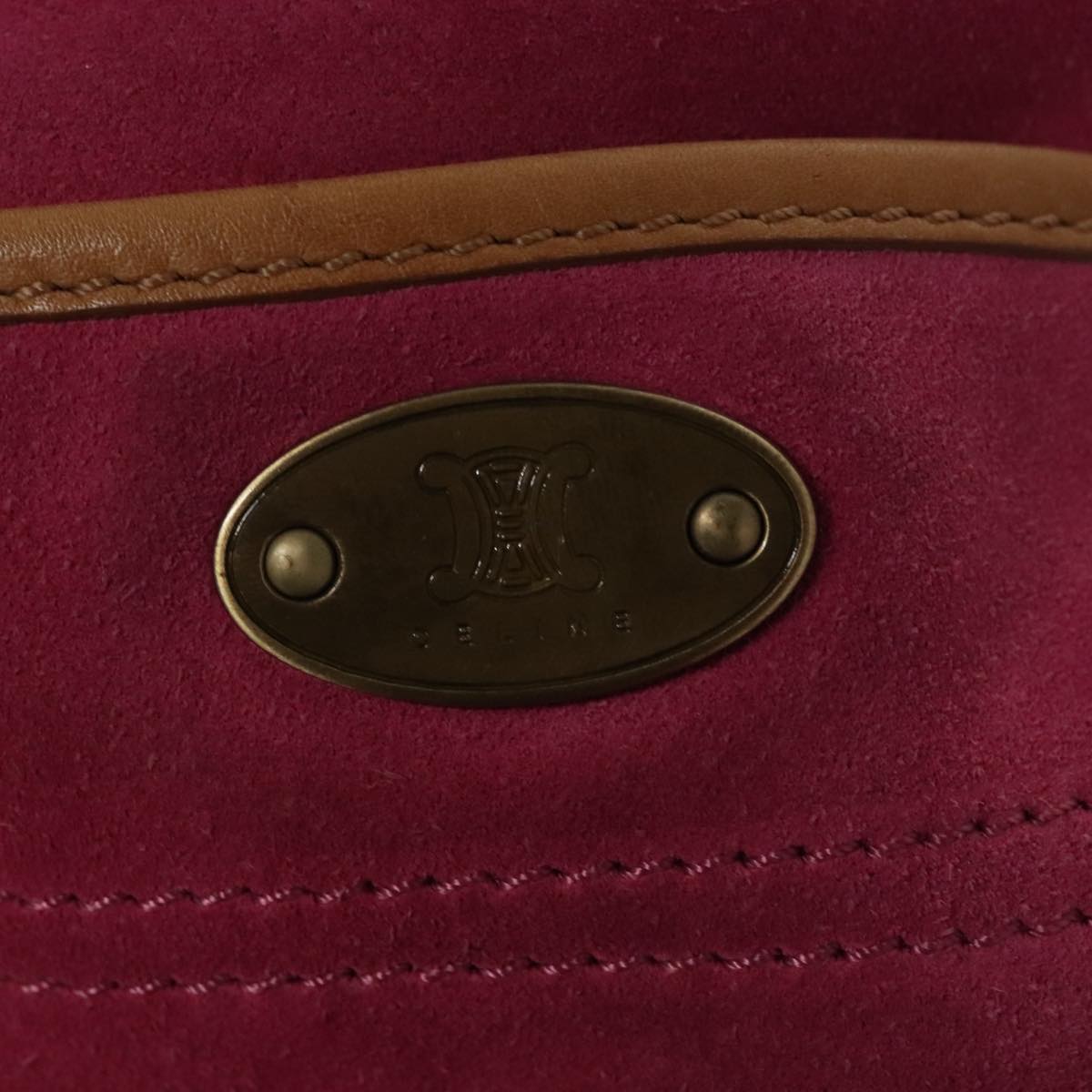 CELINE C Macadam Canvas Boogie bag Hand Bag Pink Auth 109991