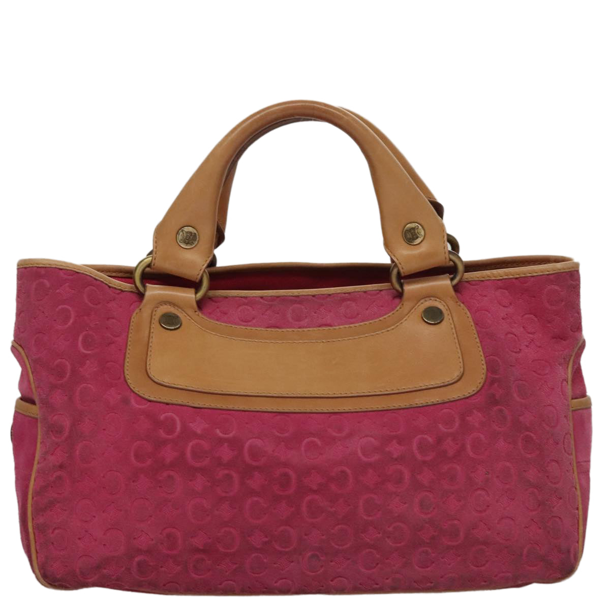 CELINE C Macadam Canvas Boogie bag Hand Bag Pink Auth 109991