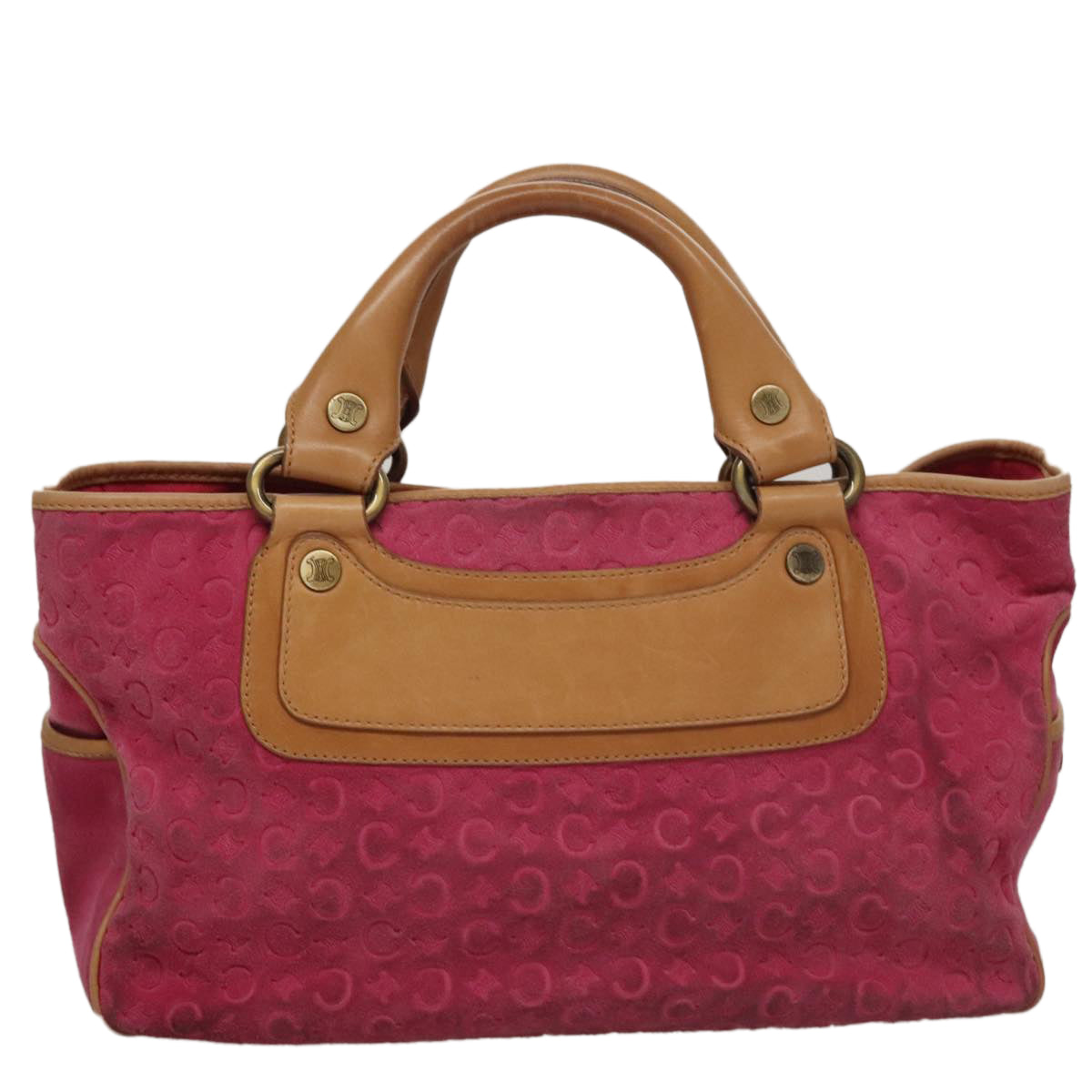 CELINE C Macadam Canvas Boogie bag Hand Bag Pink Auth 109991