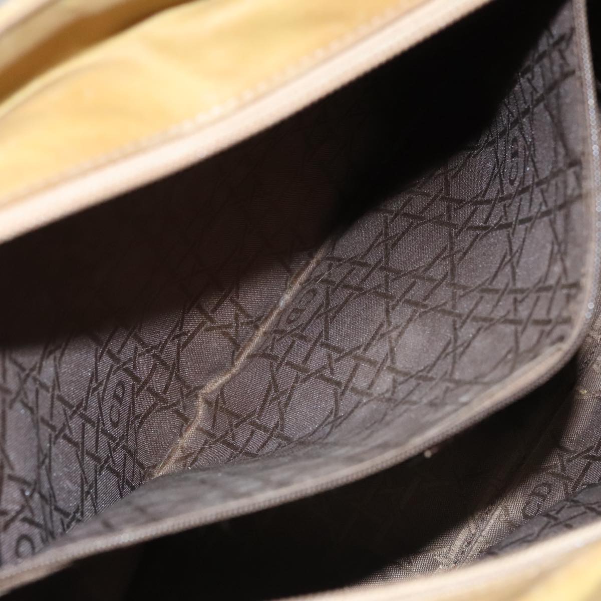 Christian Dior Canage Hand Bag Nylon Beige Silver Auth 109994