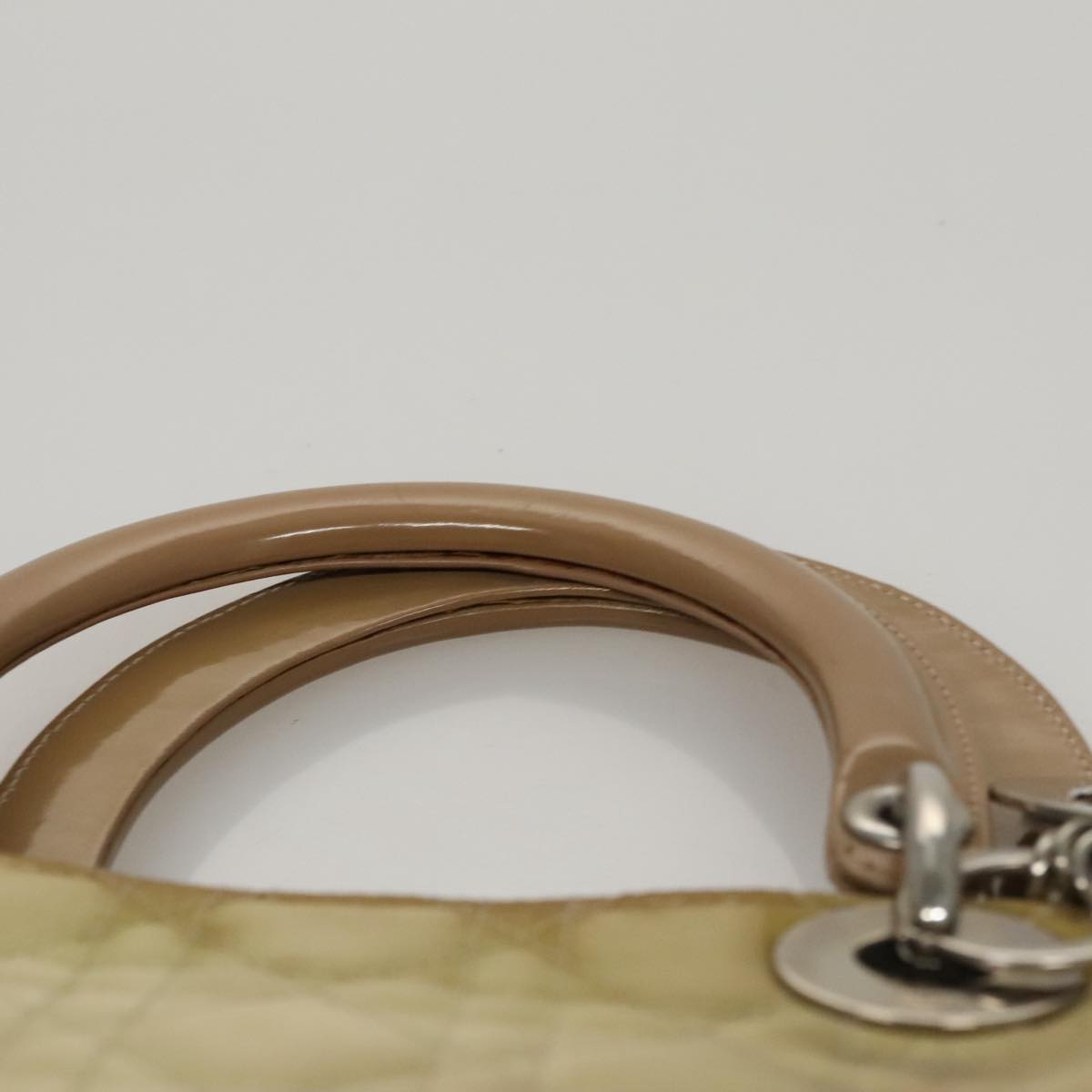 Christian Dior Canage Hand Bag Nylon Beige Silver Auth 109994