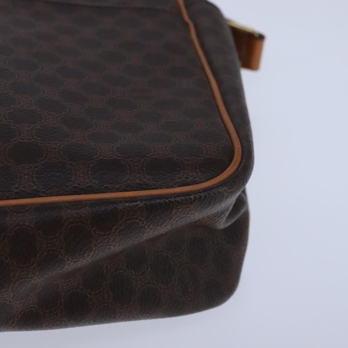 CELINE Macadam Canvas Shoulder Bag PVC Leather Brown Auth 109996