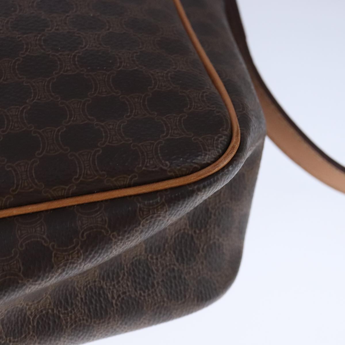 CELINE Macadam Canvas Shoulder Bag PVC Leather Brown Auth 109996