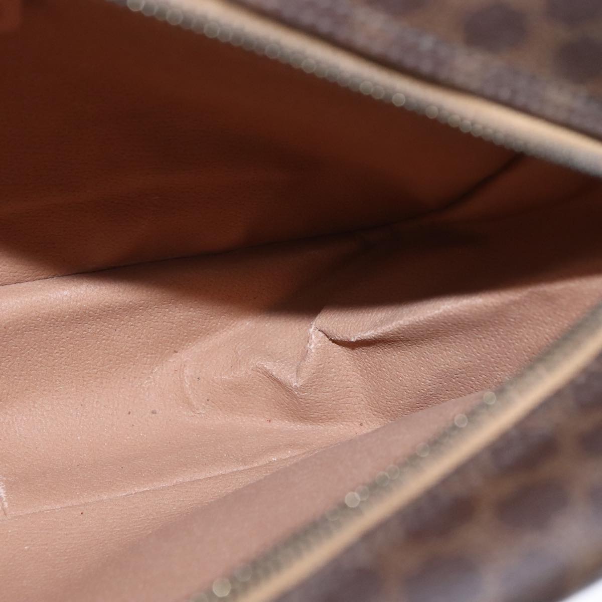 CELINE Macadam Canvas Shoulder Bag PVC Leather Brown Auth 109996