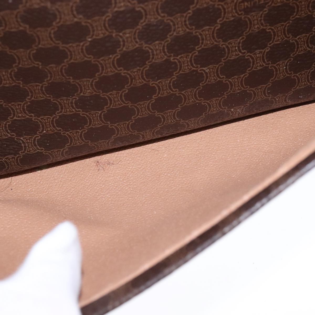 CELINE Macadam Canvas Shoulder Bag PVC Leather Brown Auth 109996