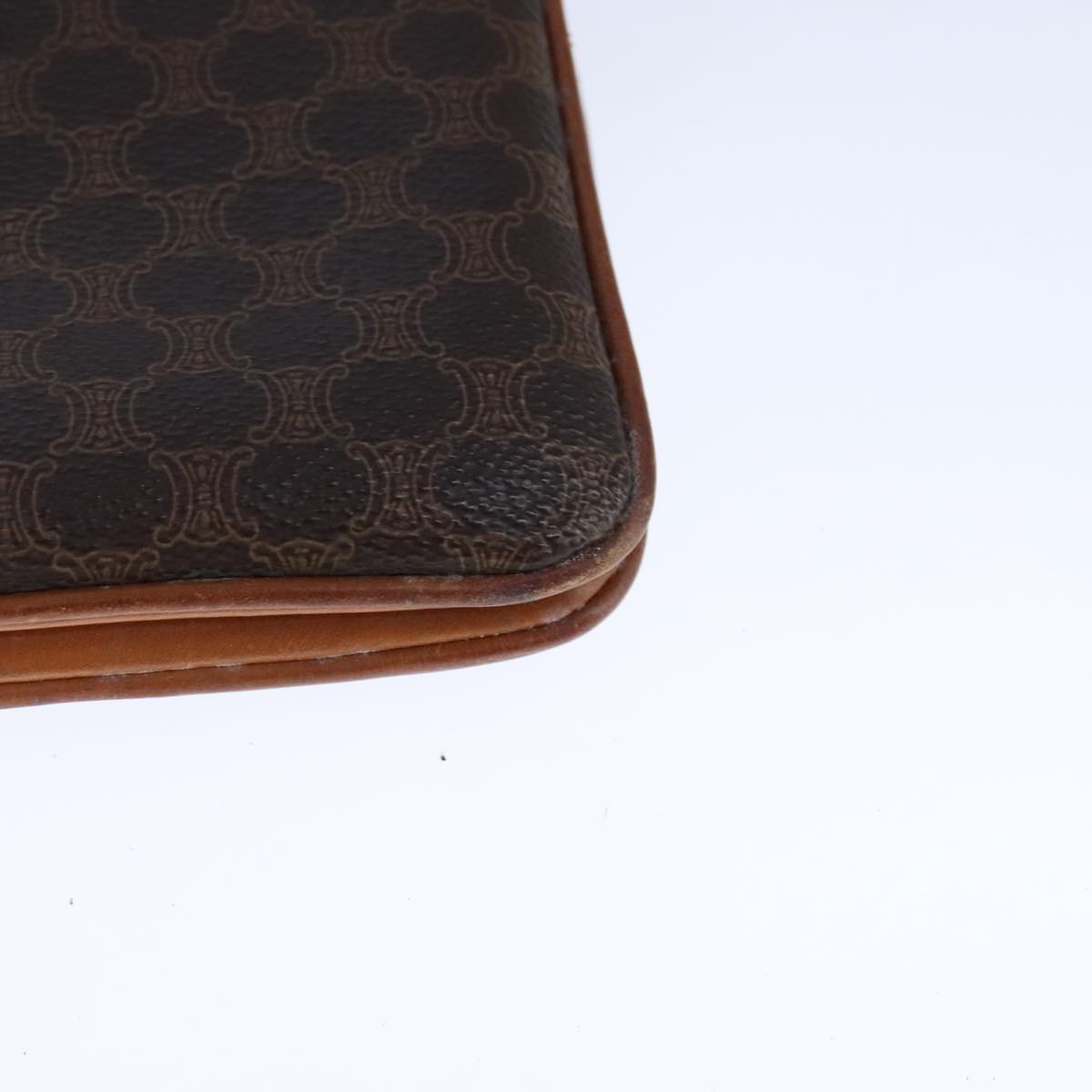 CELINE Macadam Canvas Shoulder Bag PVC Leather Brown Auth 110008