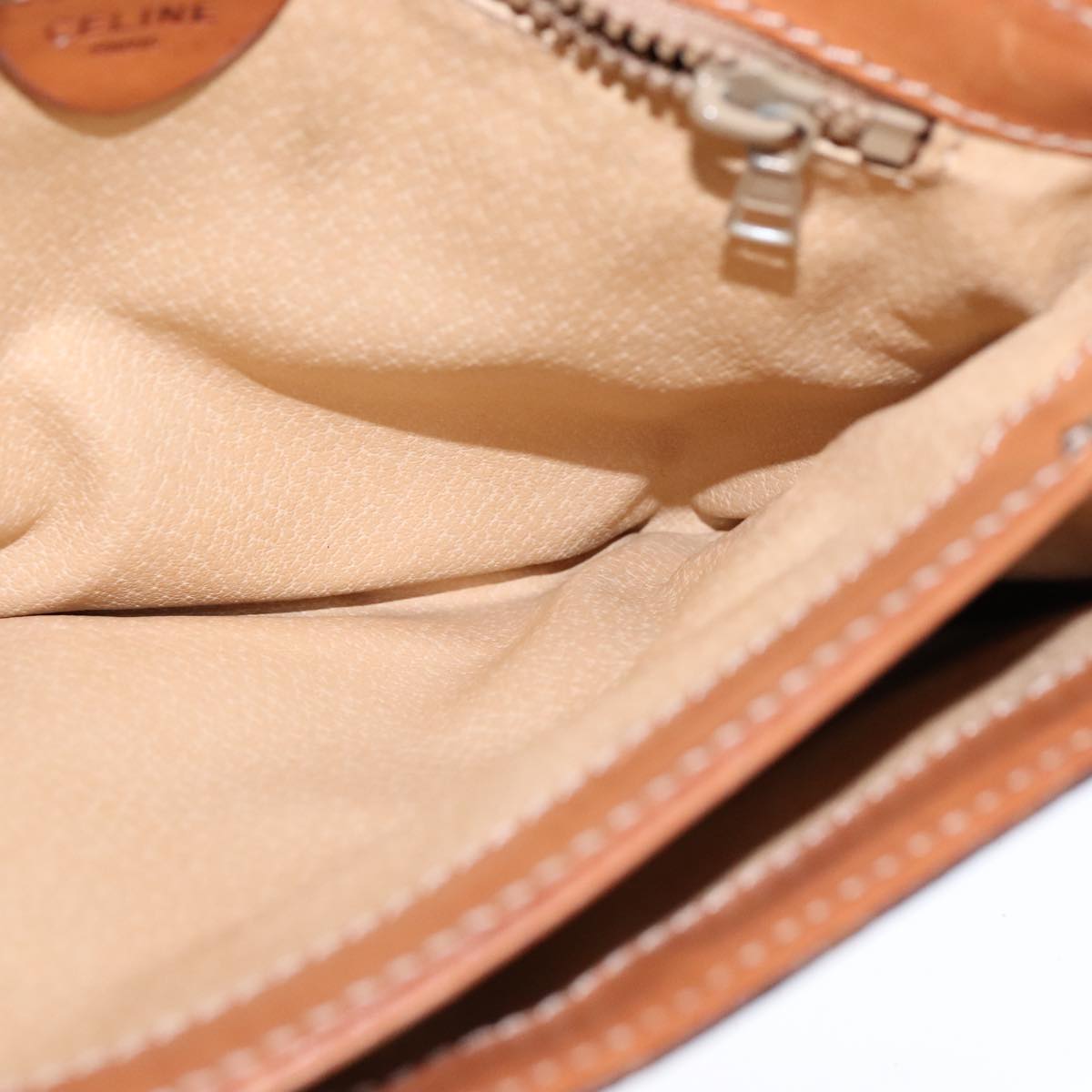 CELINE Macadam Canvas Shoulder Bag PVC Leather Brown Auth 110008