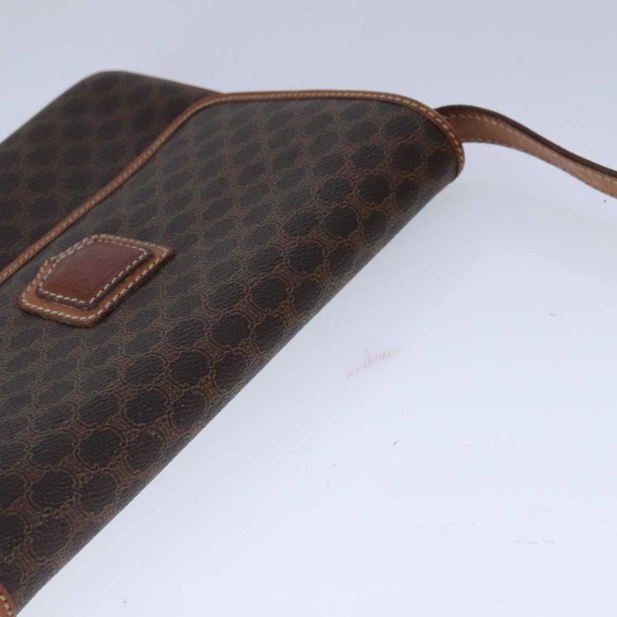 CELINE Macadam Canvas Shoulder Bag PVC Leather Brown Auth 110008