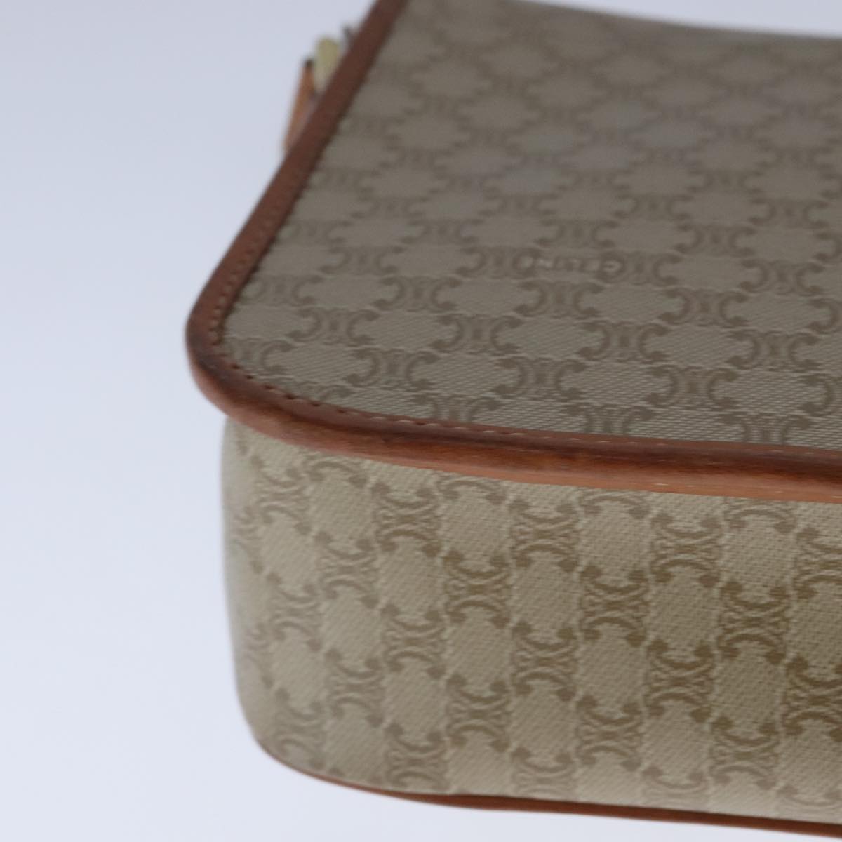 CELINE Macadam Canvas Circle Shoulder Bag Beige Auth 110010