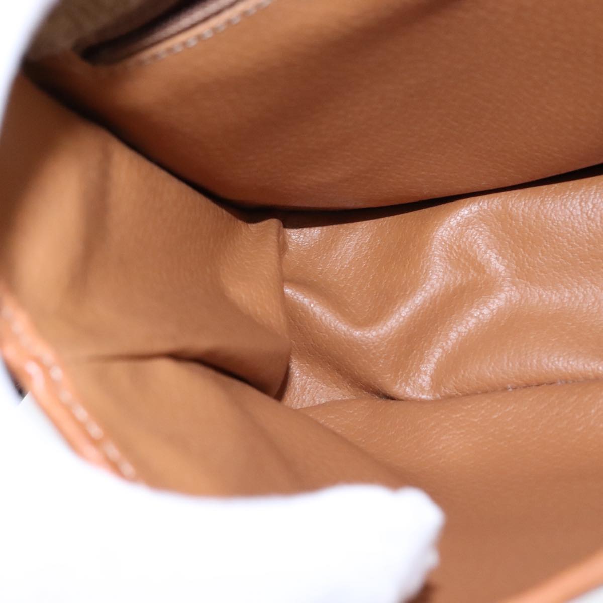 CELINE Macadam Canvas Circle Shoulder Bag Beige Auth 110010