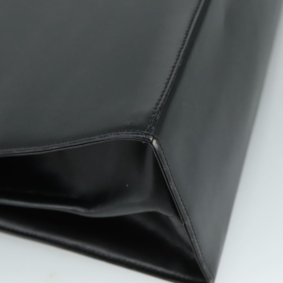 Salvatore Ferragamo Gancini Hand Bag Leather Black Gold Auth 110014