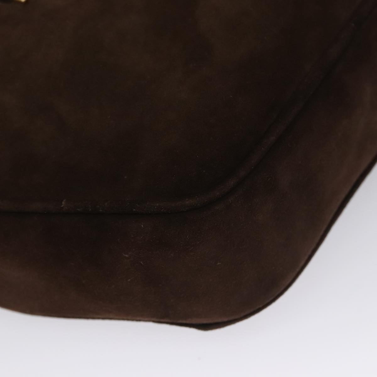 Salvatore Ferragamo Gancini Shoulder Bag Suede Brown Gold Auth 110015