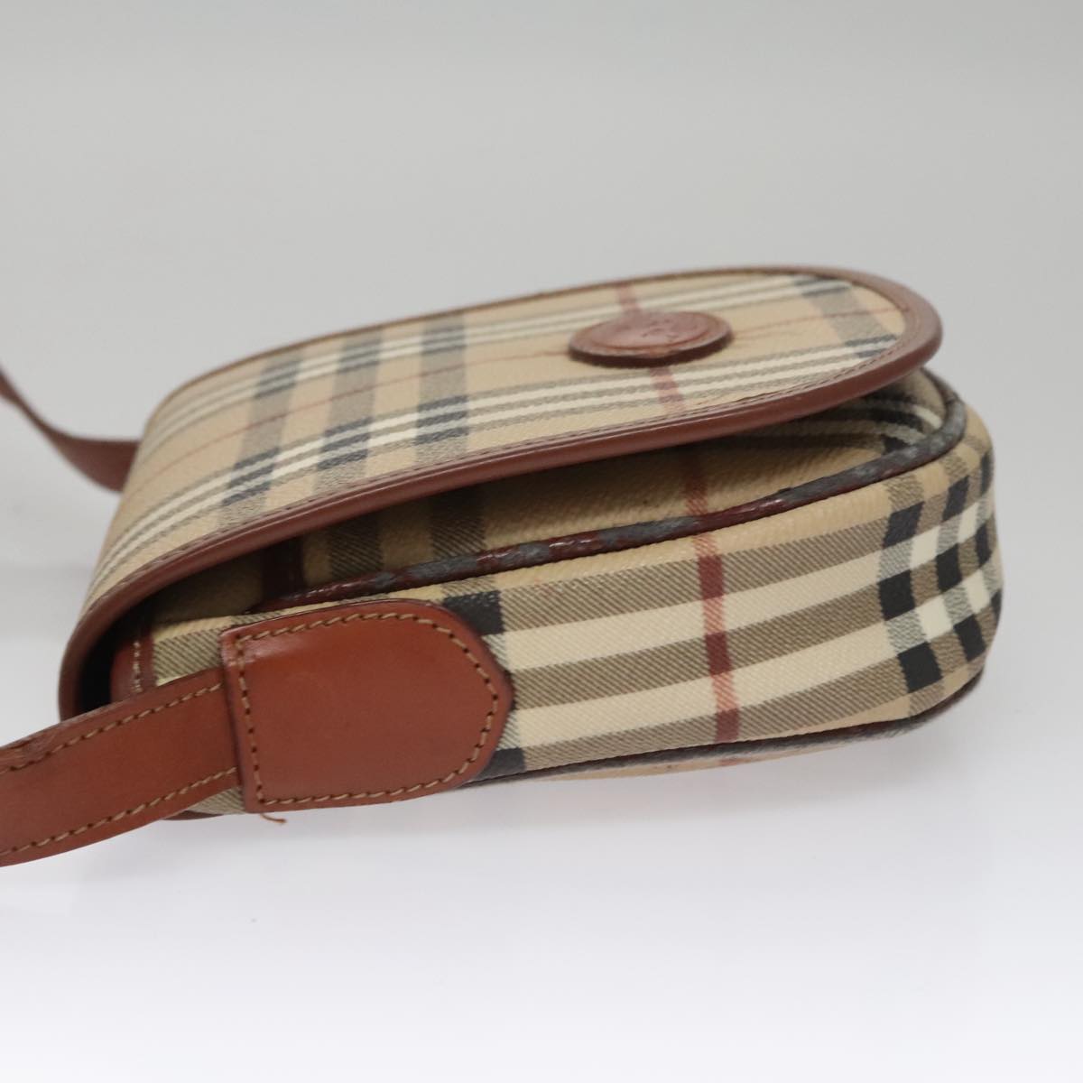 Burberrys Nova Check Shoulder Bag PVC Leather Beige Auth 110021