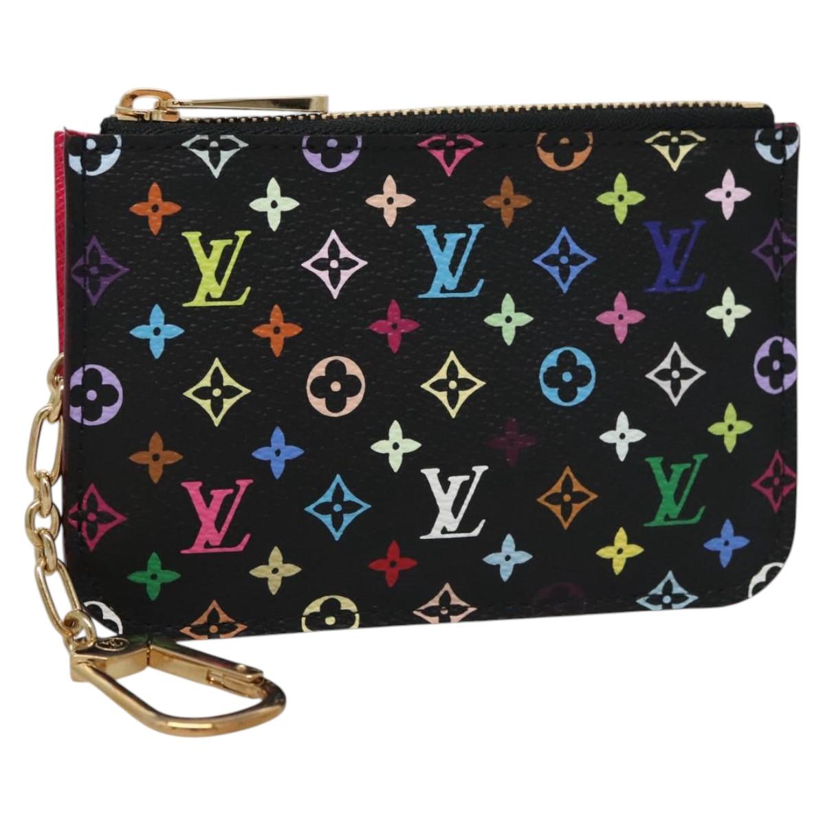 LOUIS VUITTON Multicolor Pochette Cles NM Coin Purse Black M93735 Auth 110059SAM