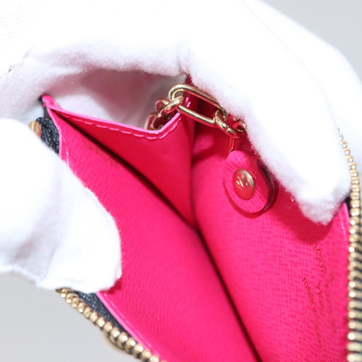 LOUIS VUITTON Multicolor Pochette Cles NM Coin Purse Black M93735 Auth 110059AM