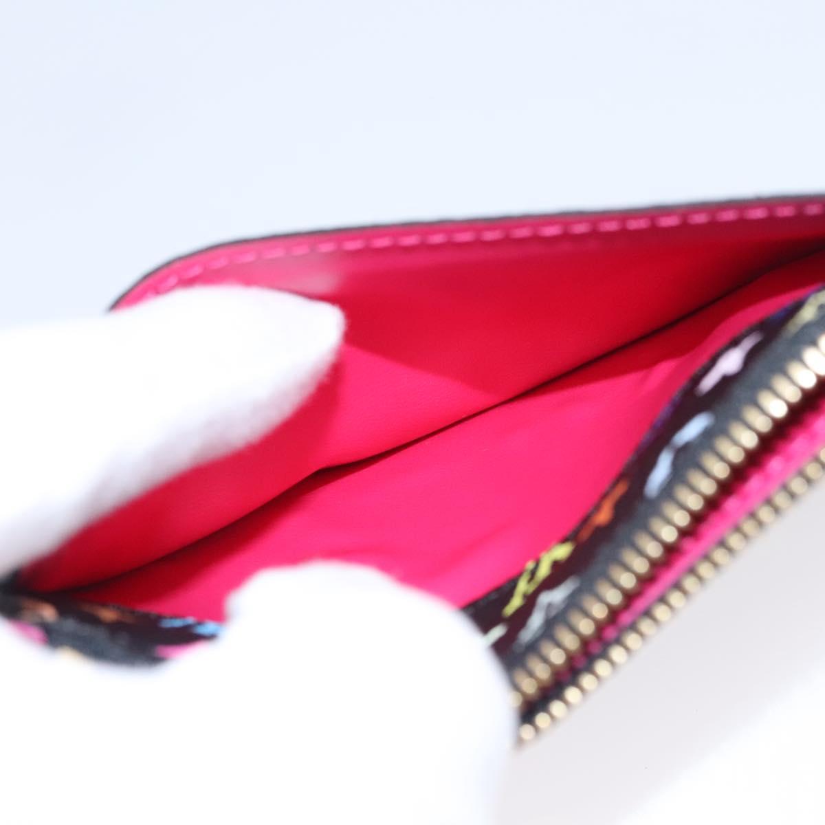 LOUIS VUITTON Multicolor Pochette Cles NM Coin Purse Black M93735 Auth 110059AM