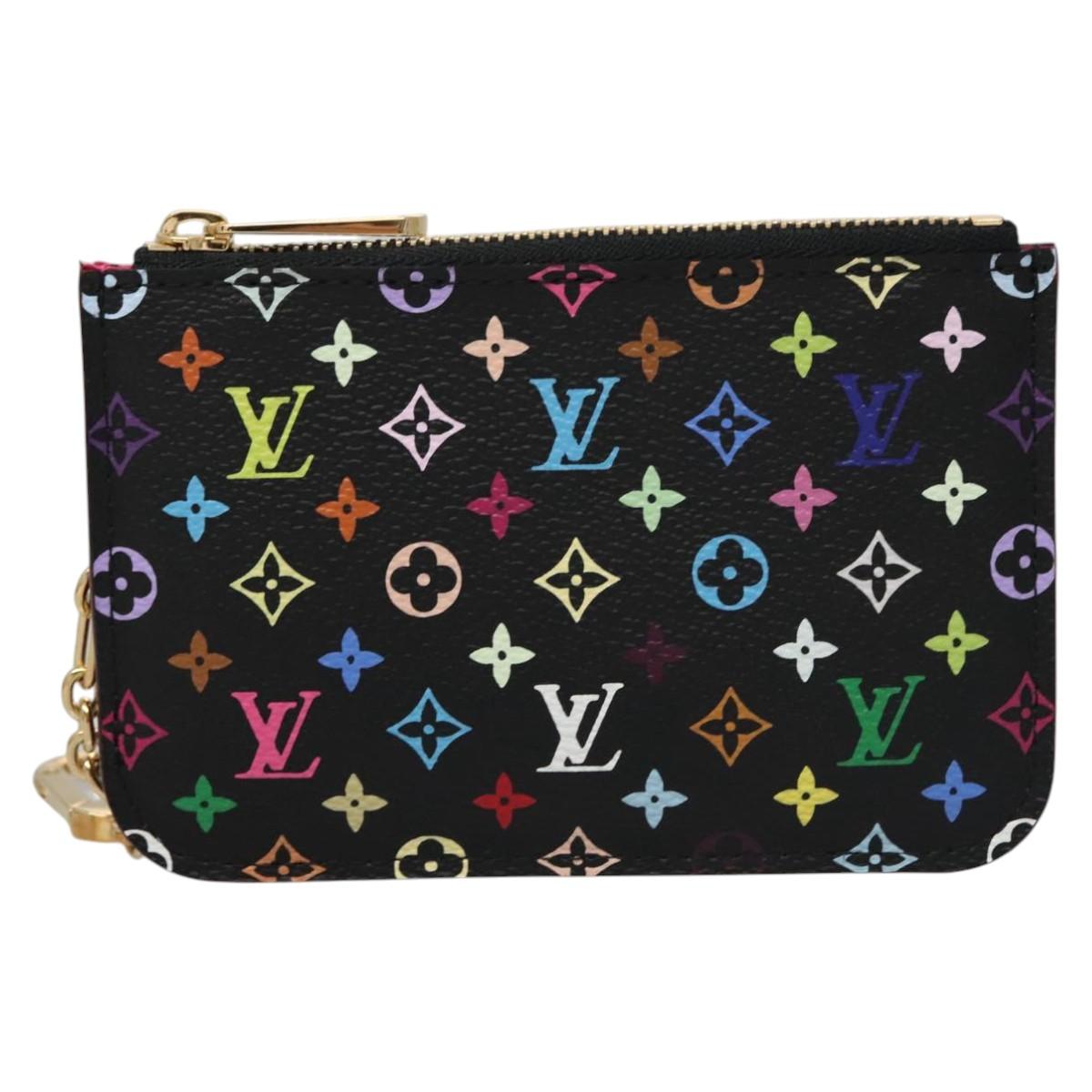 LOUIS VUITTON Multicolor Pochette Cles NM Coin Purse Black M93735 Auth 110059SAM