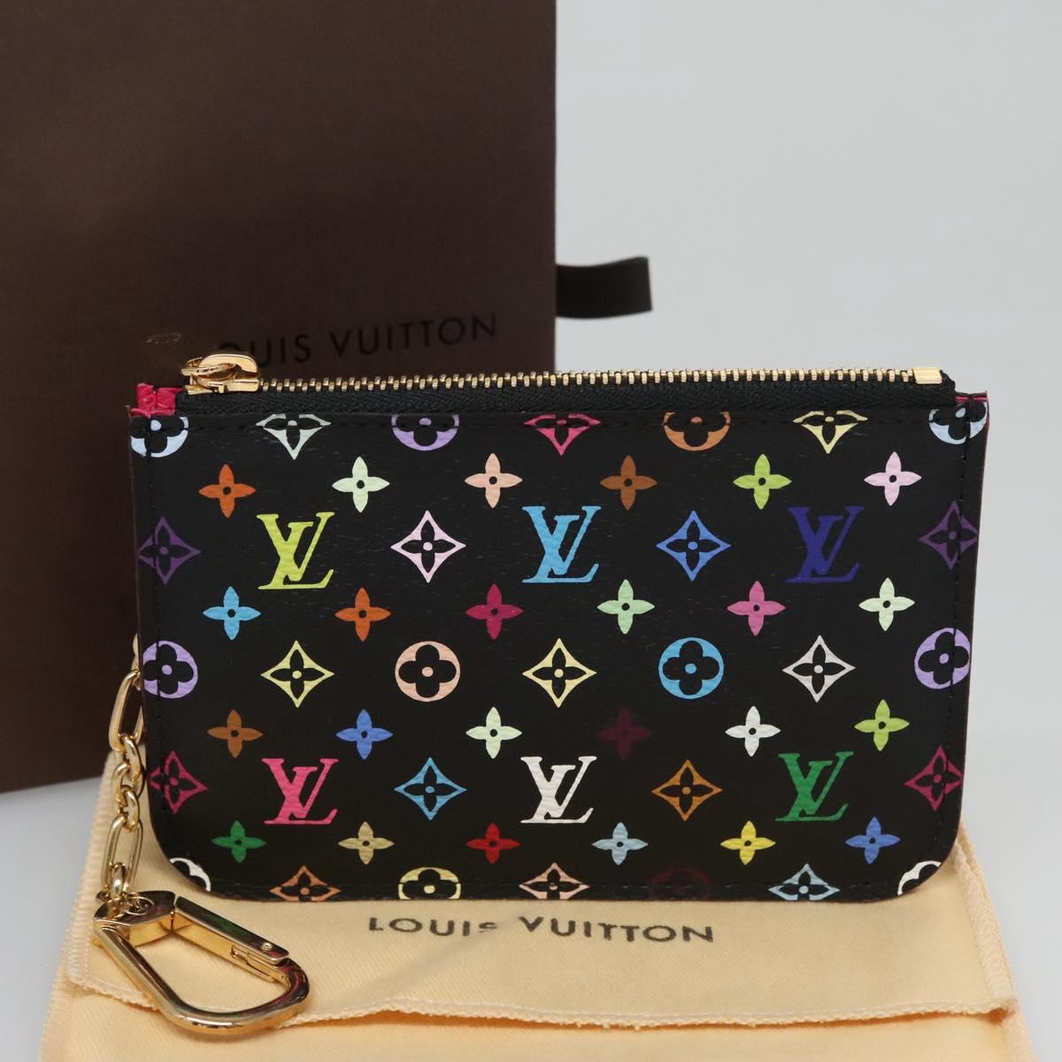 LOUIS VUITTON Multicolor Pochette Cles NM Coin Purse Black M93735 Auth 110059SAM