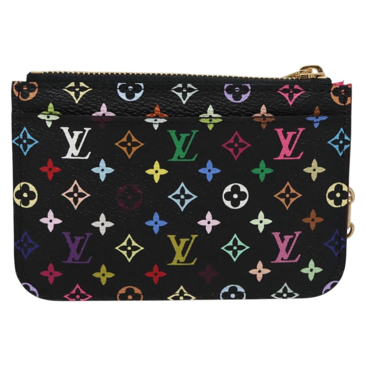 LOUIS VUITTON Multicolor Pochette Cles NM Coin Purse Black M93735 Auth 110059AM