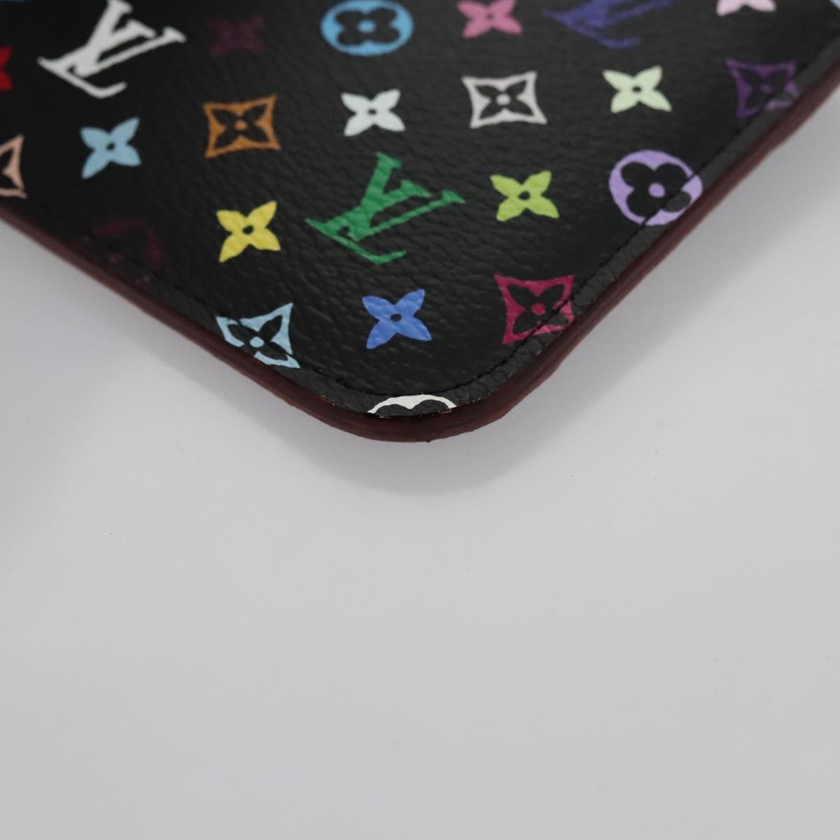 LOUIS VUITTON Multicolor Pochette Cles NM Coin Purse Black M93735 Auth 110059AM