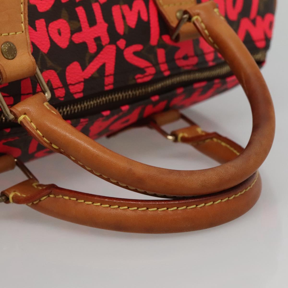LOUIS VUITTON Monogram Graffiti Speedy 30 Hand Bag Pink M93704 LV Auth 110106A