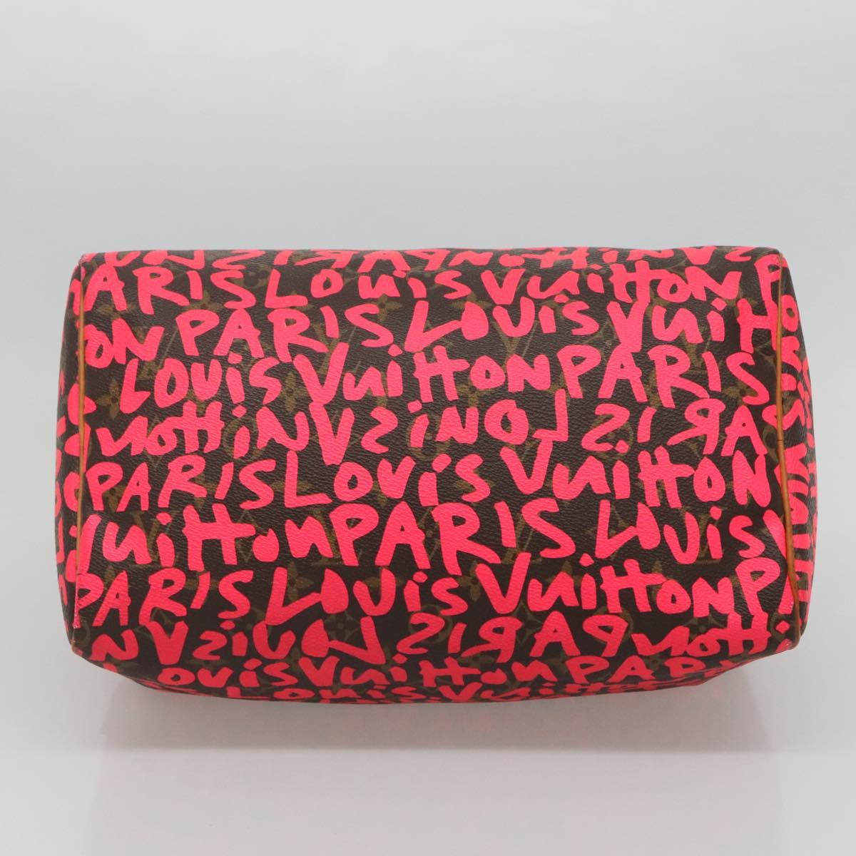 LOUIS VUITTON Monogram Graffiti Speedy 30 Hand Bag Pink M93704 LV Auth 110106A