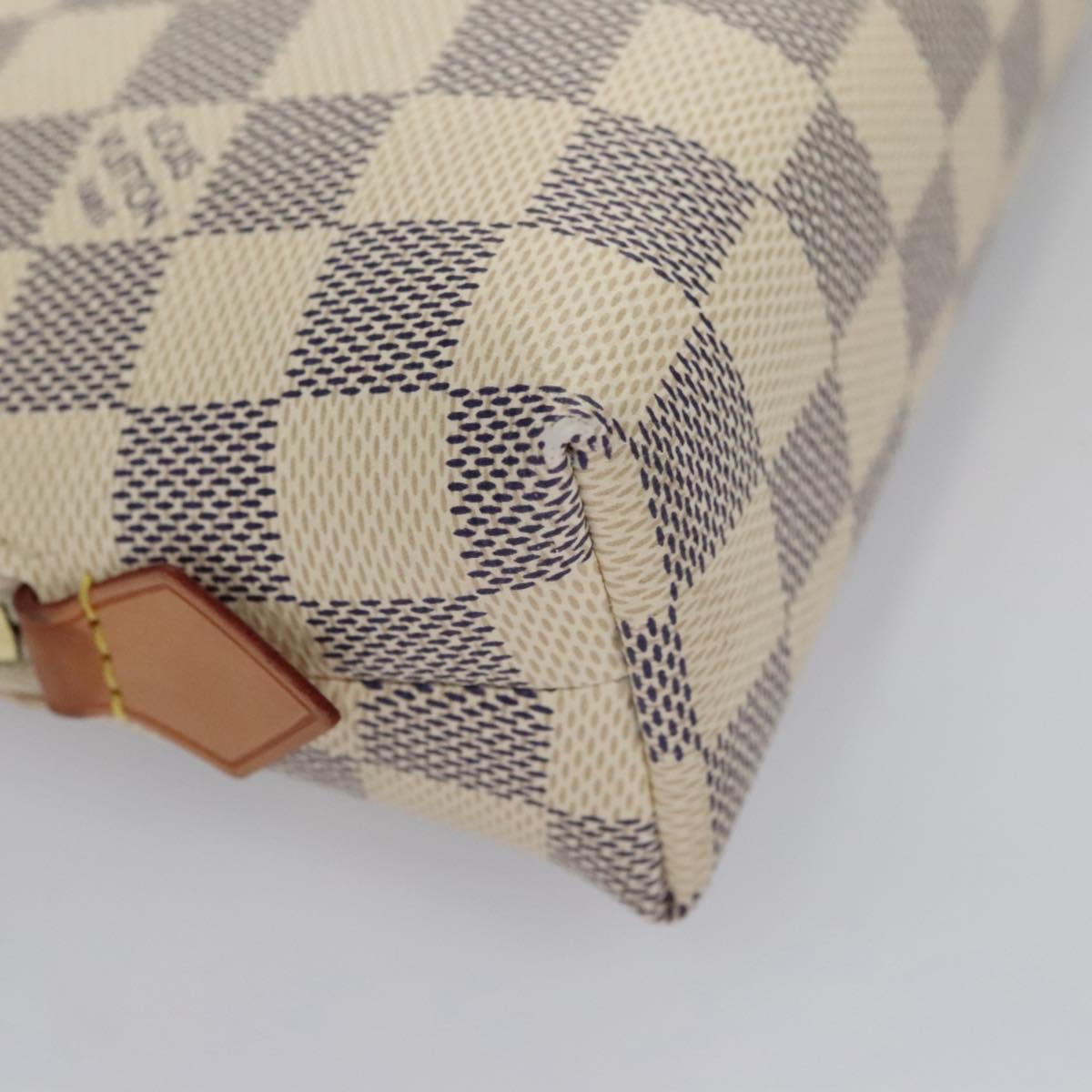 LOUIS VUITTON Damier Azur Pochette Cosmetic GM Pouch N23346 LV Auth 110125V