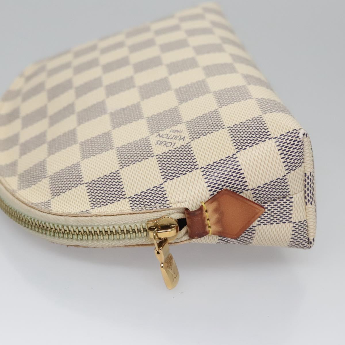 LOUIS VUITTON Damier Azur Pochette Cosmetic GM Pouch N23346 LV Auth 110125V