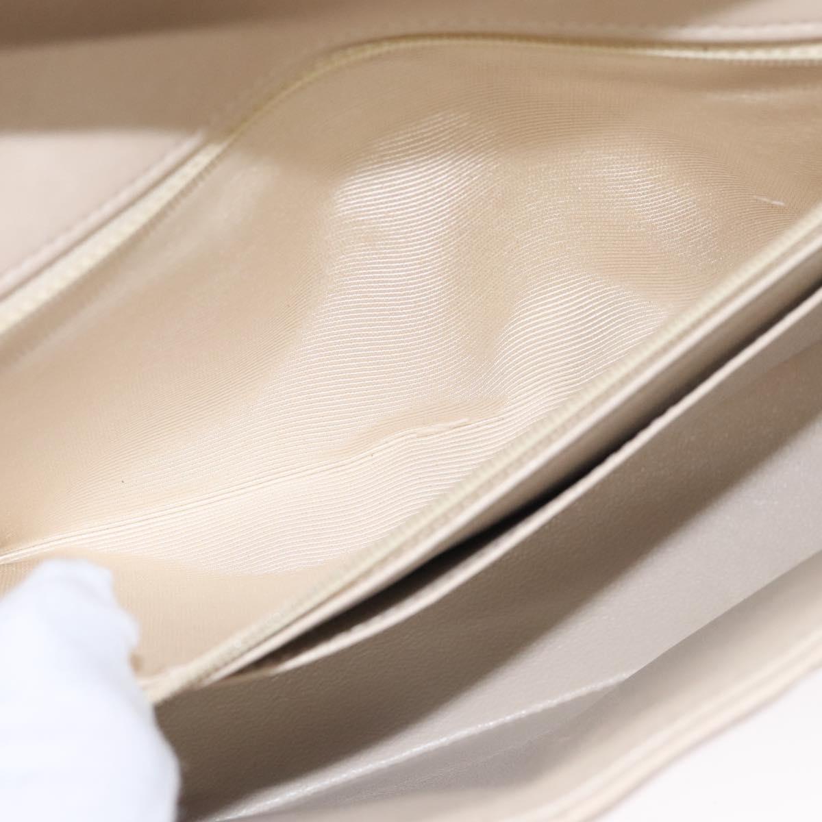 CHANEL Choco Bar Chain Shoulder Bag Lamb Skin Ivory CC Auth 110166A