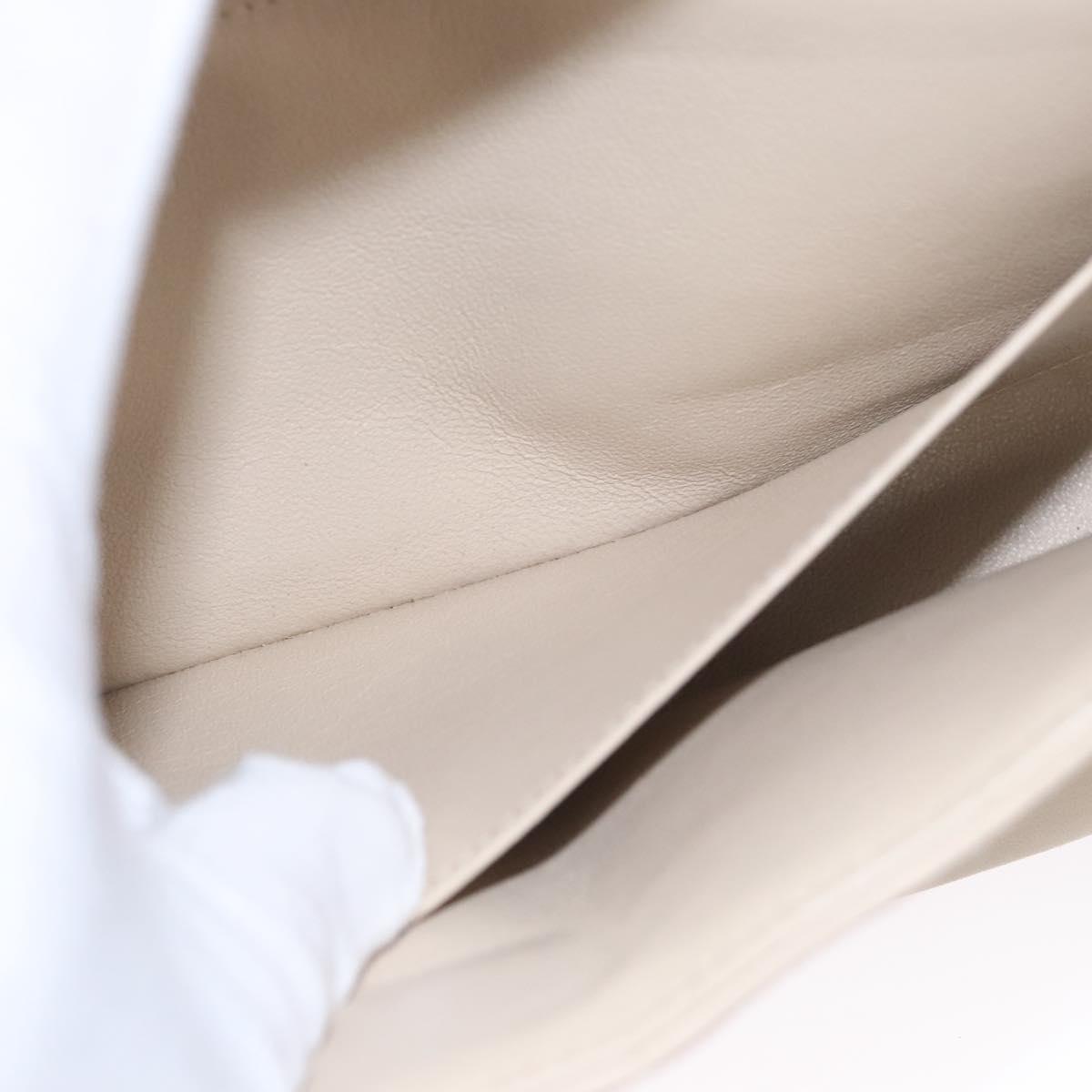 CHANEL Choco Bar Chain Shoulder Bag Lamb Skin Ivory CC Auth 110166A