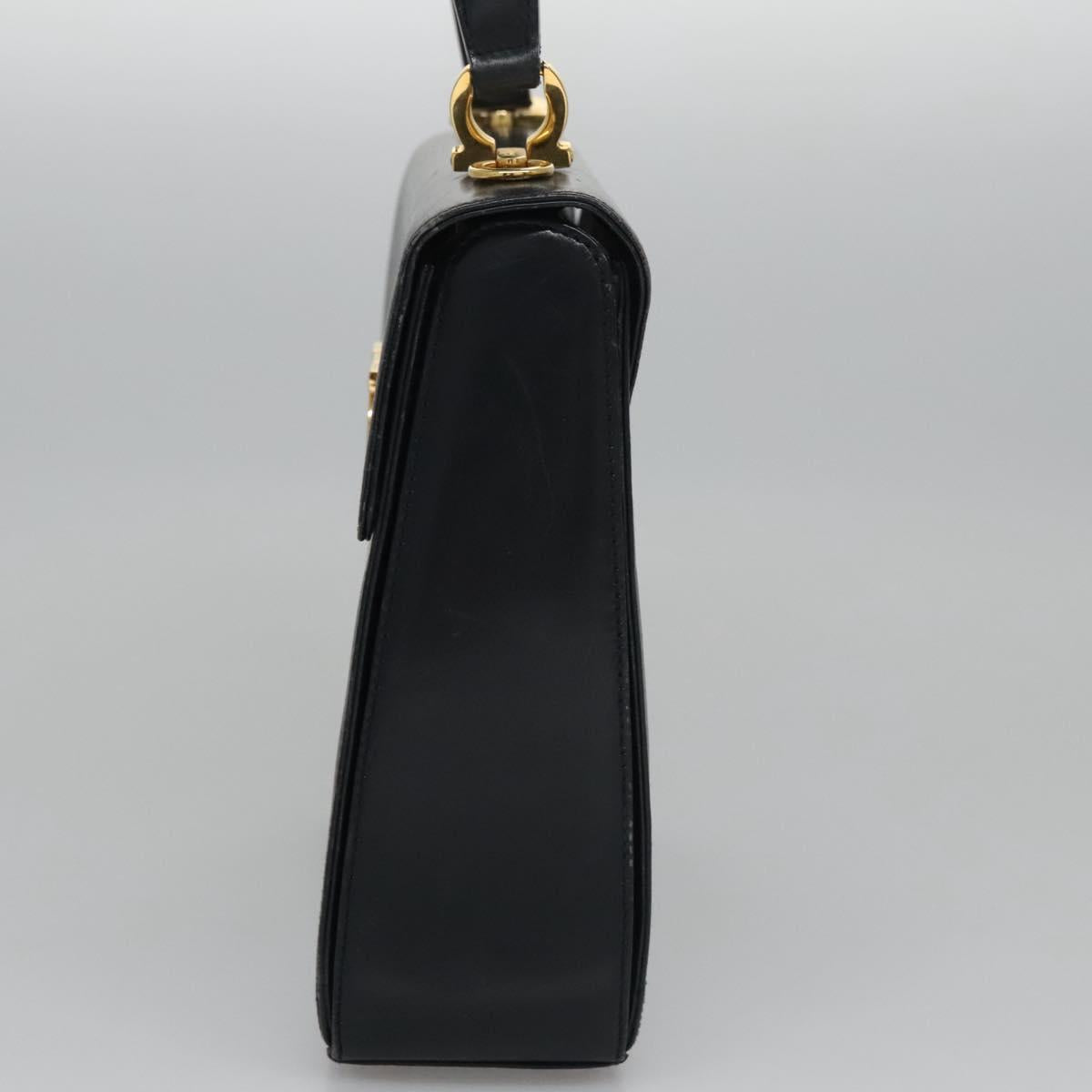 Salvatore Ferragamo Gancini Hand Bag Leather 2way Black Auth 110168