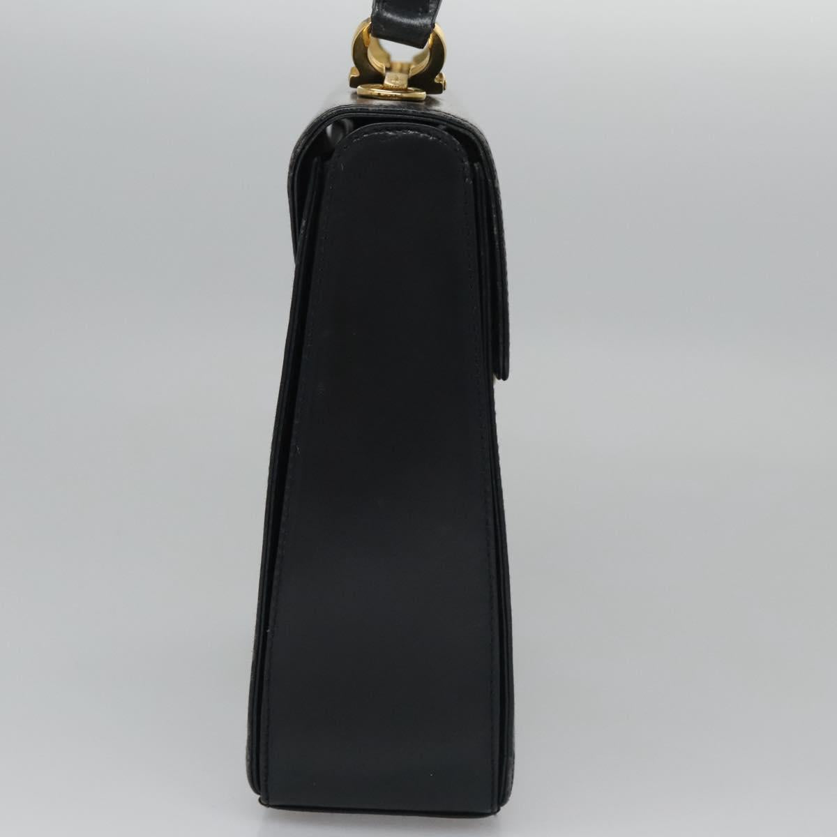 Salvatore Ferragamo Gancini Hand Bag Leather 2way Black Auth 110168