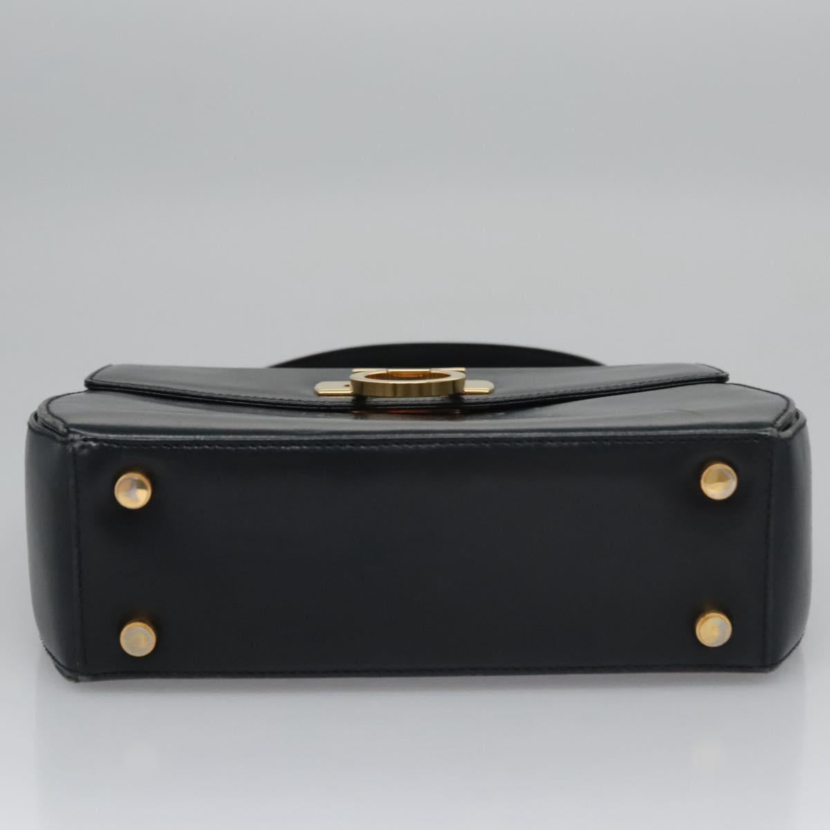 Salvatore Ferragamo Gancini Hand Bag Leather 2way Black Auth 110168