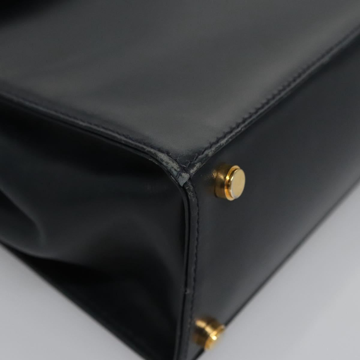 Salvatore Ferragamo Gancini Shoulder Bag Leather Black Auth 110169