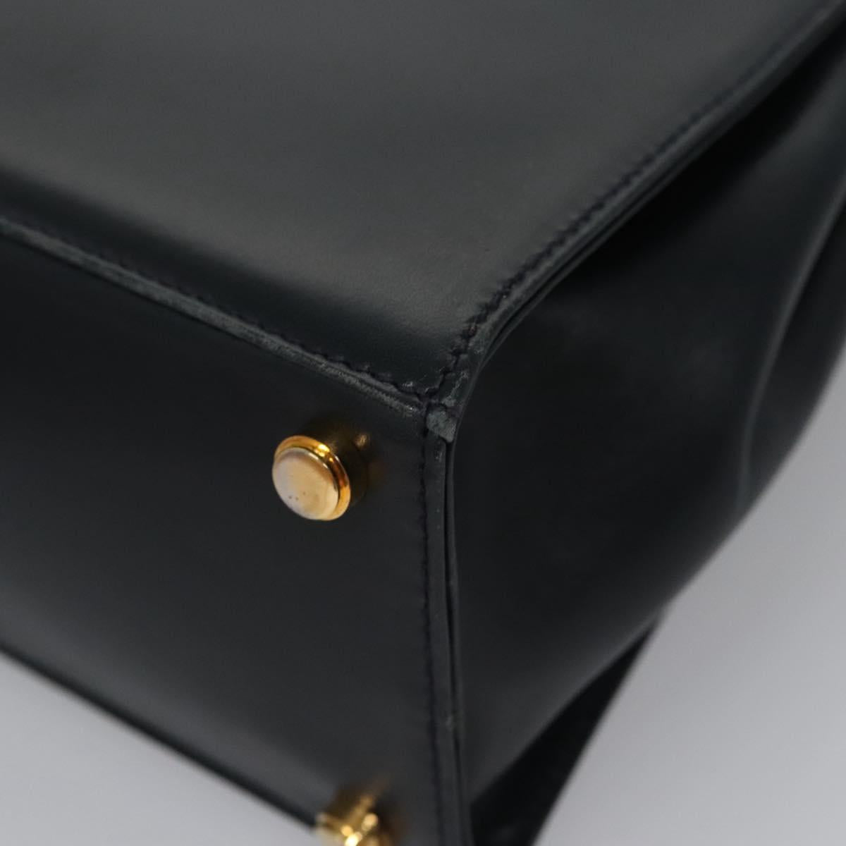 Salvatore Ferragamo Gancini Shoulder Bag Leather Black Auth 110169