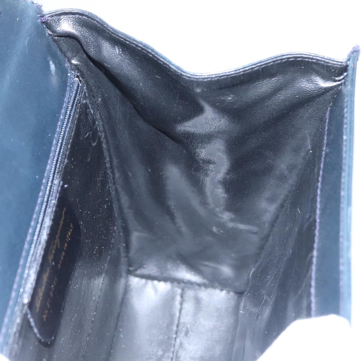 Salvatore Ferragamo Gancini Shoulder Bag Leather Black Auth 110169