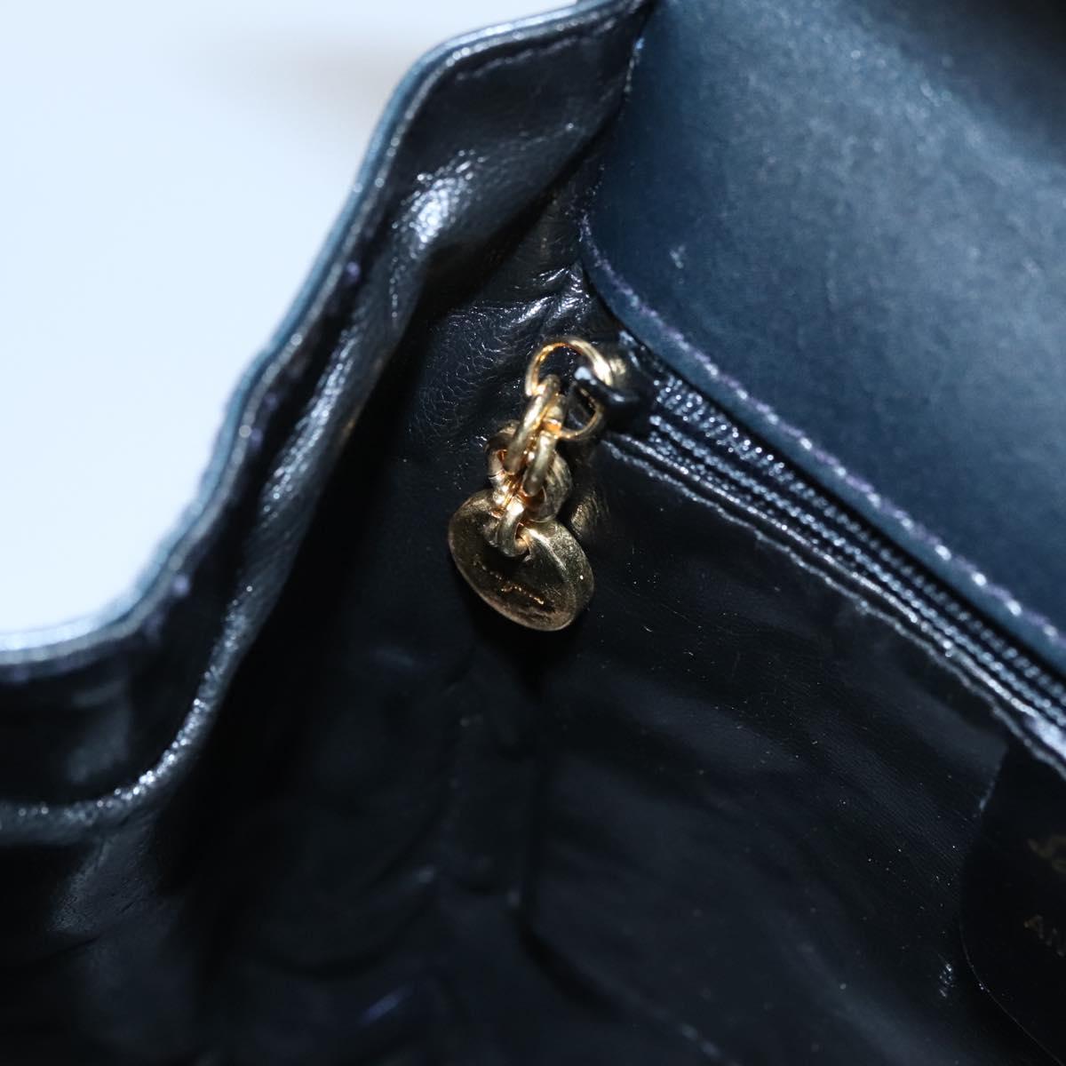 Salvatore Ferragamo Gancini Shoulder Bag Leather Black Auth 110169