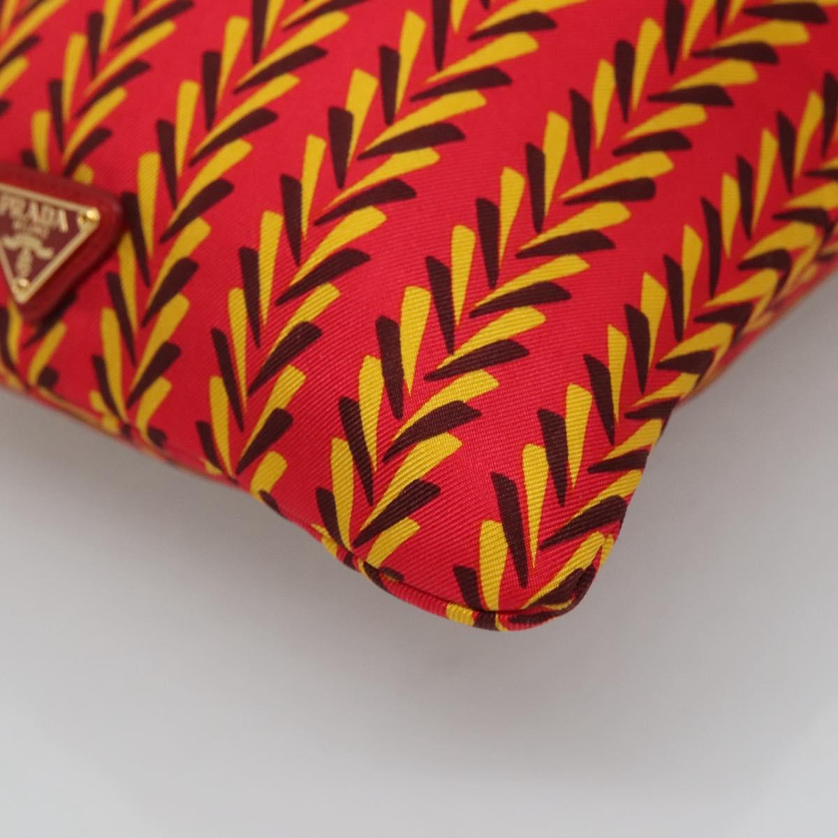PRADA Pouch Silk Red Yellow Auth 110192V