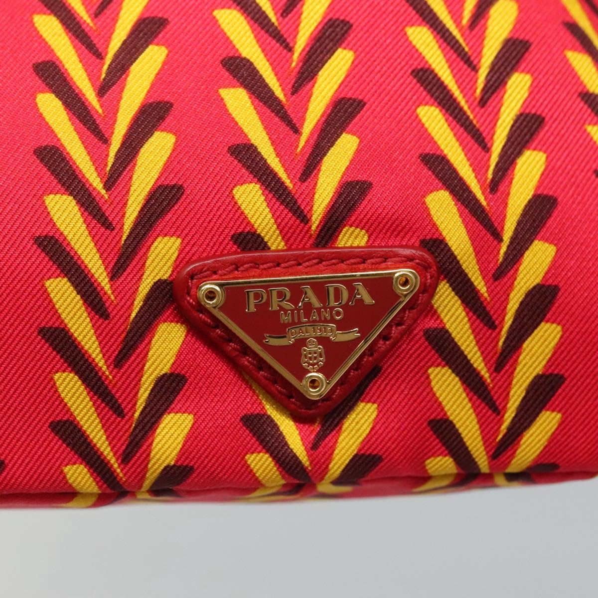 PRADA Pouch Silk Red Yellow Auth 110192V