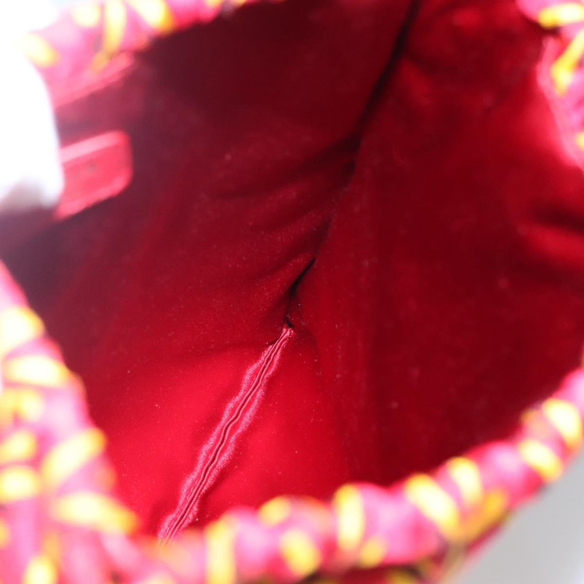 PRADA Pouch Silk Red Yellow Auth 110192V