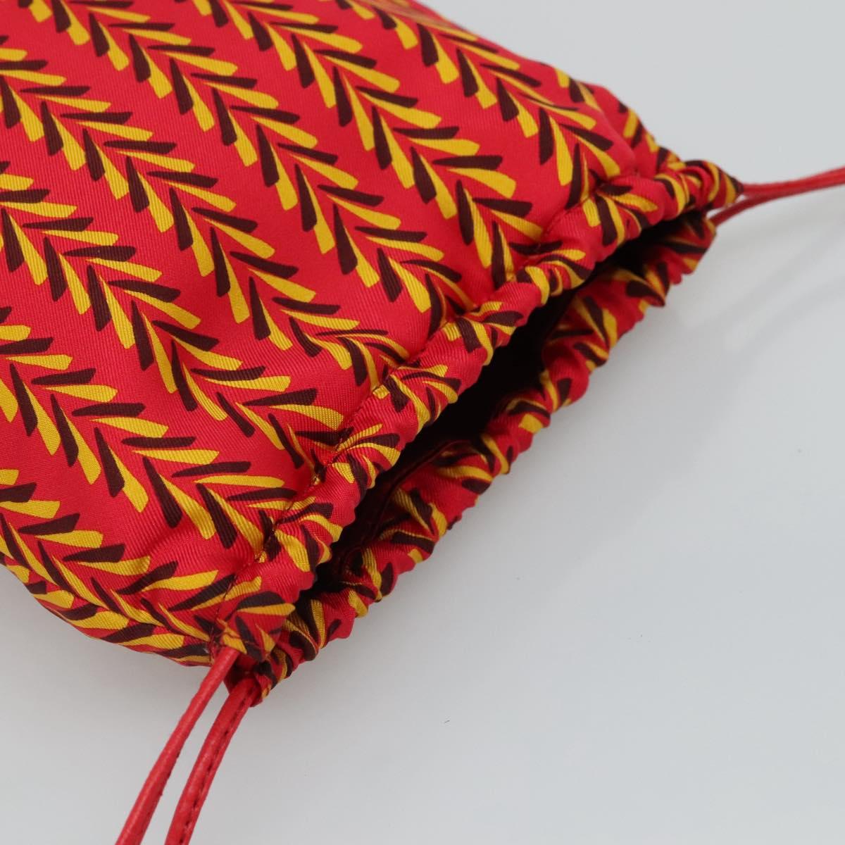PRADA Pouch Silk Red Yellow Auth 110192V