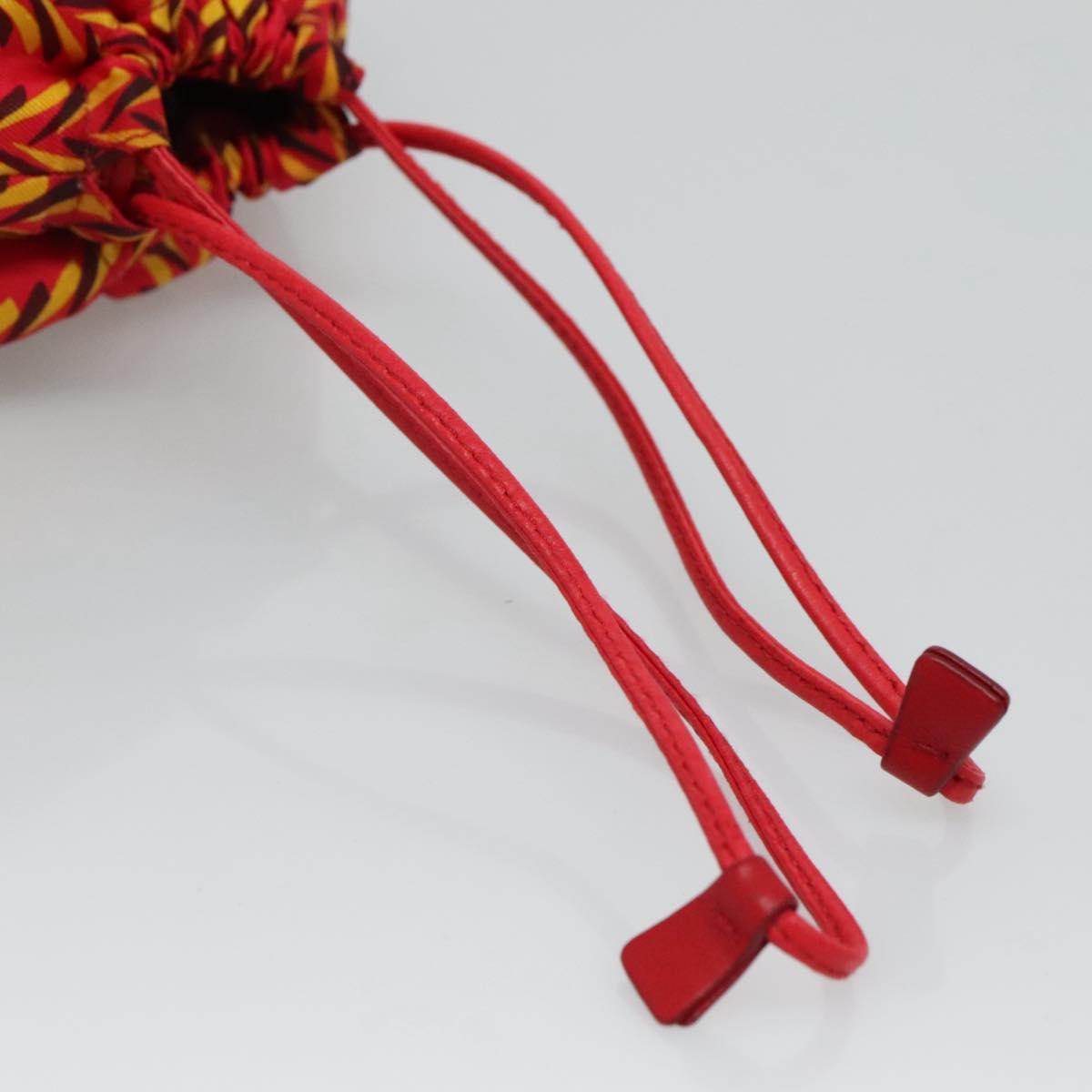 PRADA Pouch Silk Red Yellow Auth 110192V