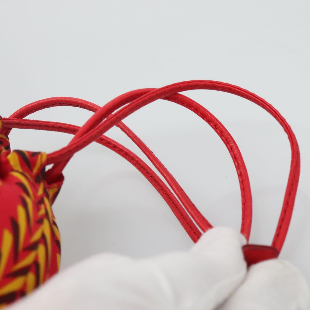 PRADA Pouch Silk Red Yellow Auth 110192V