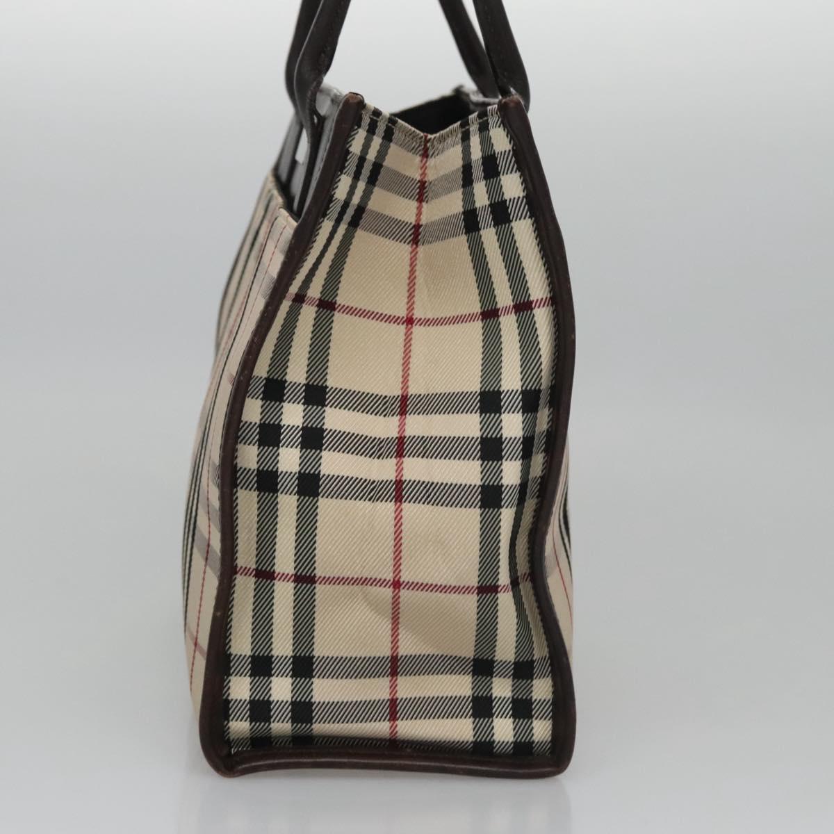 BURBERRY Nova Check Hand Bag Canvas Beige Auth 110198