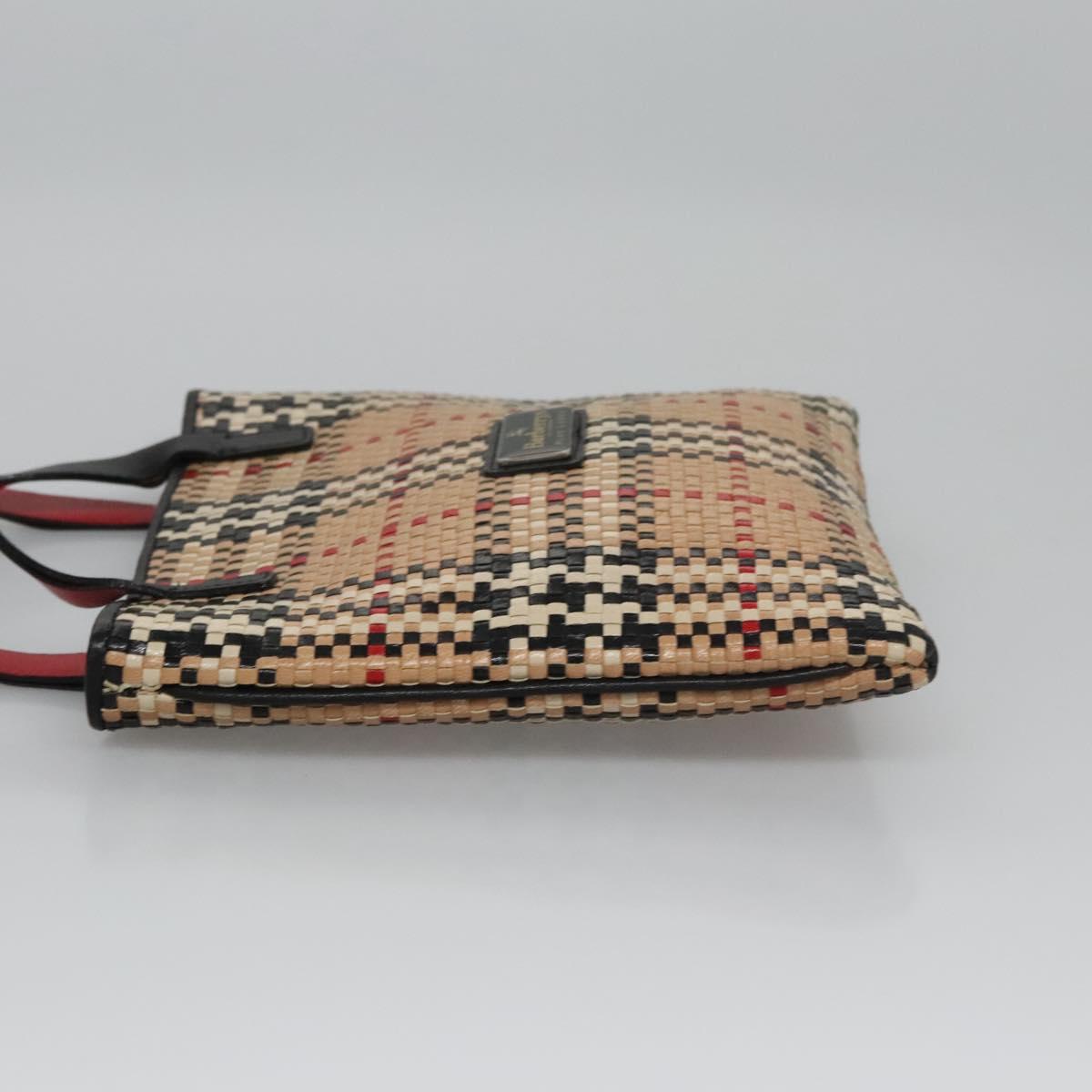 BURBERRY Blue Label Nova Check Hand Bag Leather Beige Auth 110204