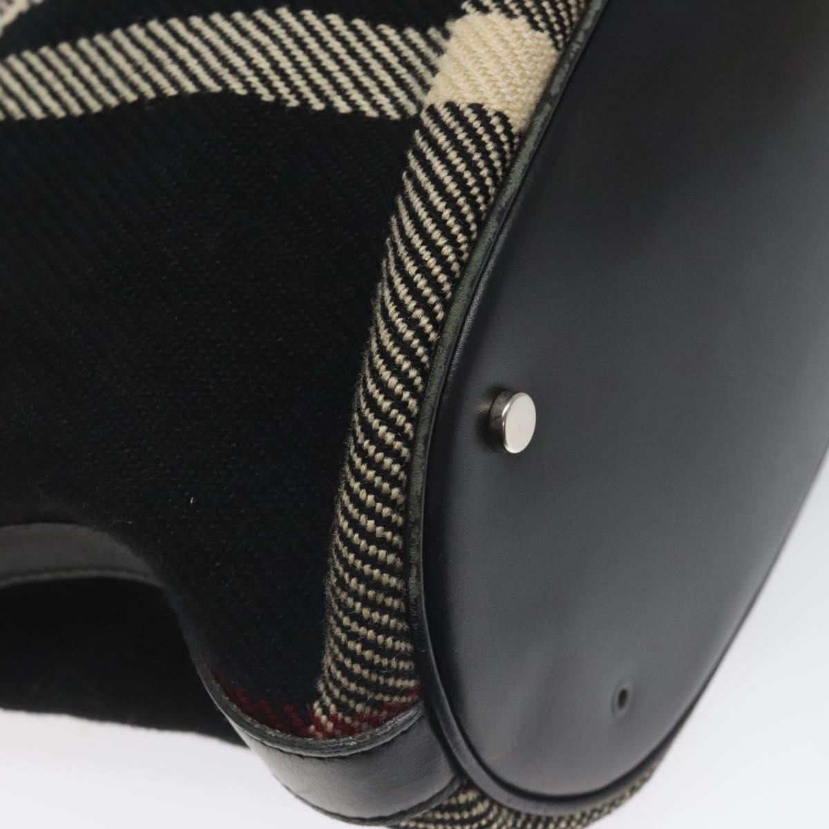 BURBERRY Nova Check Hand Bag Wool Black Auth 110205