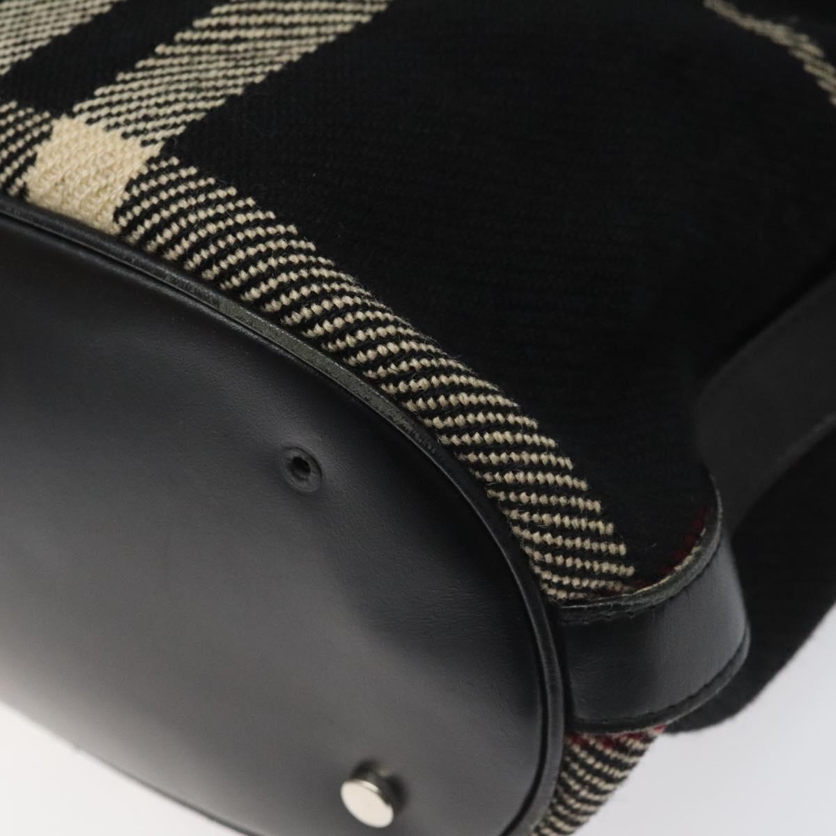 BURBERRY Nova Check Hand Bag Wool Black Auth 110205