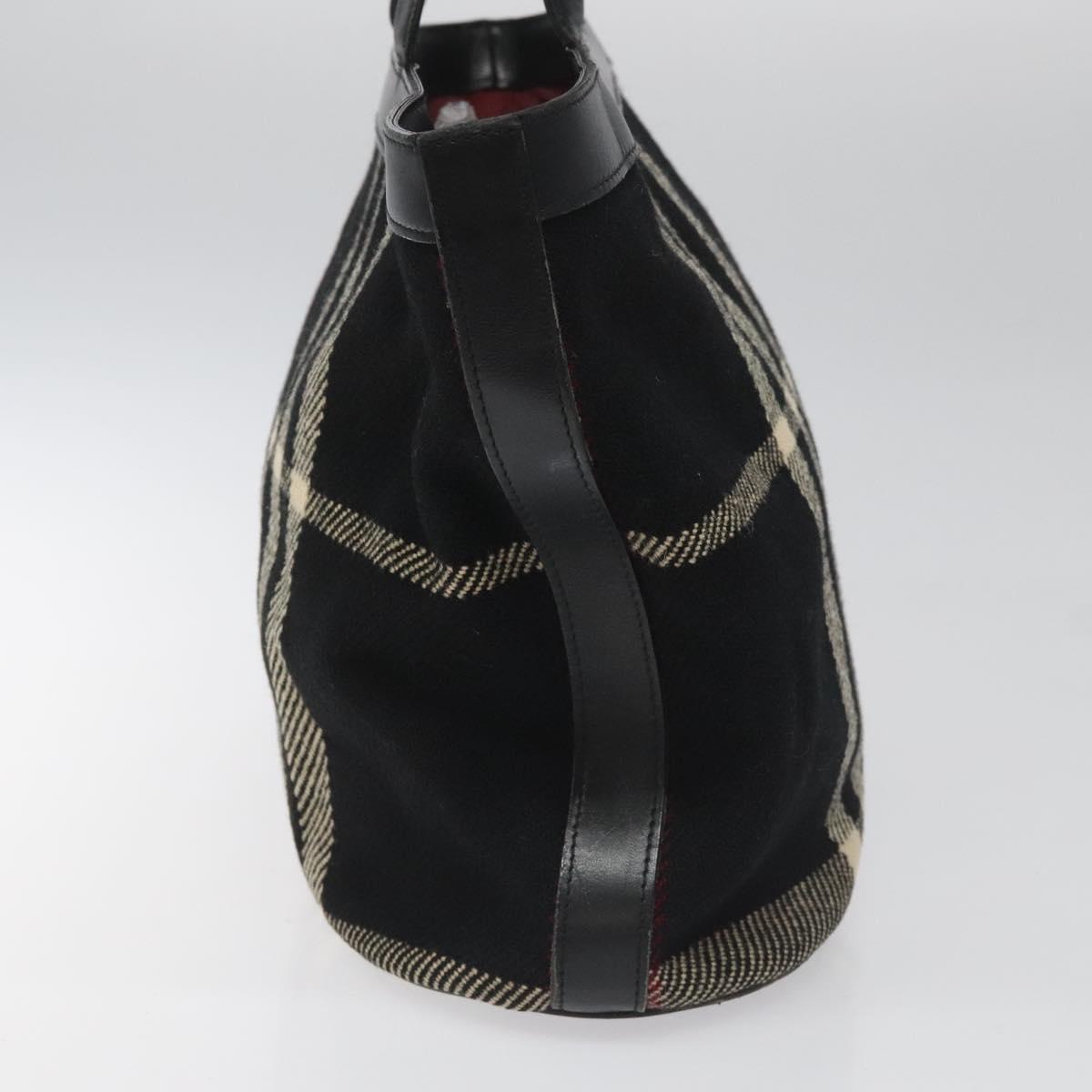 BURBERRY Nova Check Hand Bag Wool Black Auth 110205