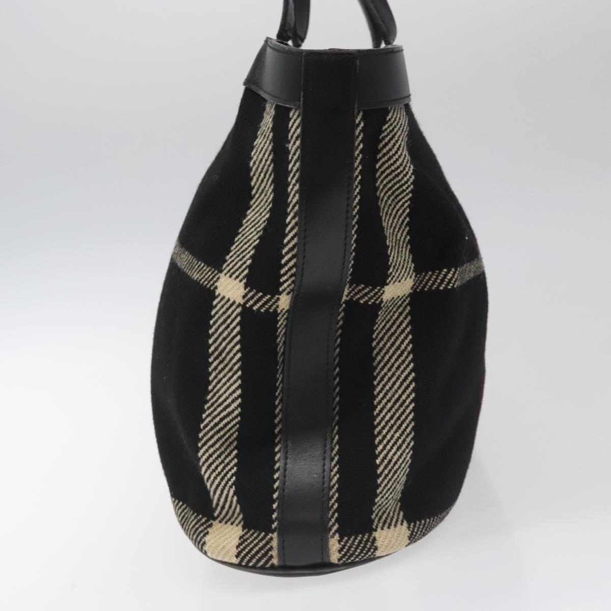 BURBERRY Nova Check Hand Bag Wool Black Auth 110205